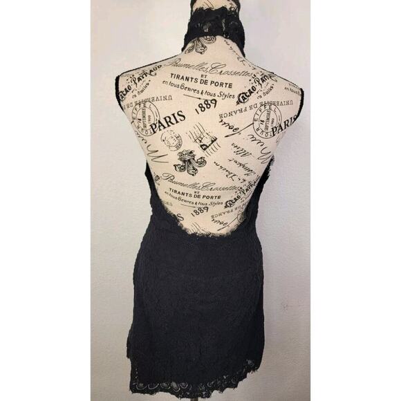 Free People Mini Dress M Harper Lace Halter Open Back OB915841 black Womens - Picture 7 of 15